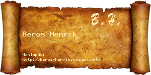 Beros Henrik névjegykártya